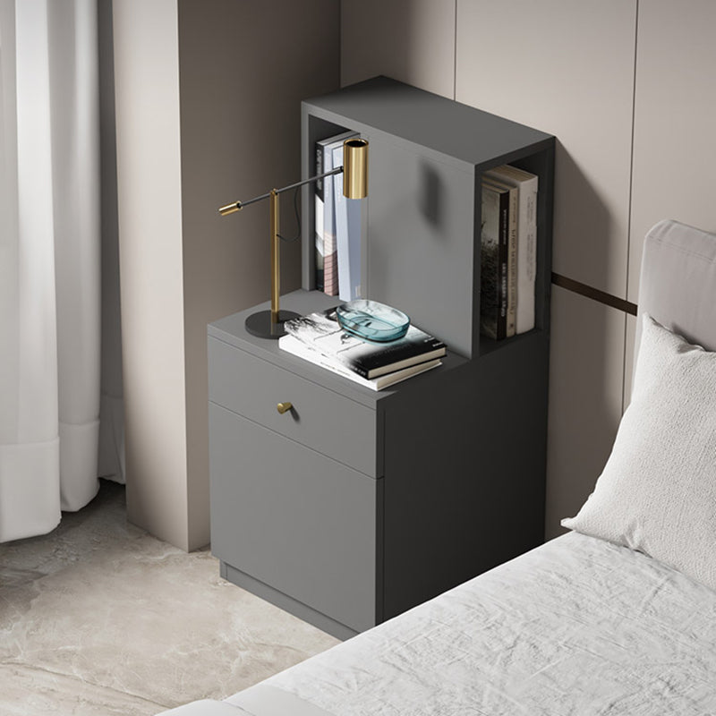 Wood Contemporary 32"H Bookshelf Closed Back Bookcase with Drawer for Home Office