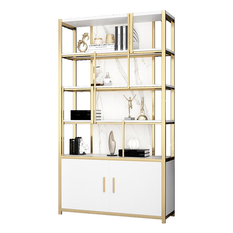 78.7"H Modern Style Bookcase Metal Open Back Bookshelf with Door for Home Office