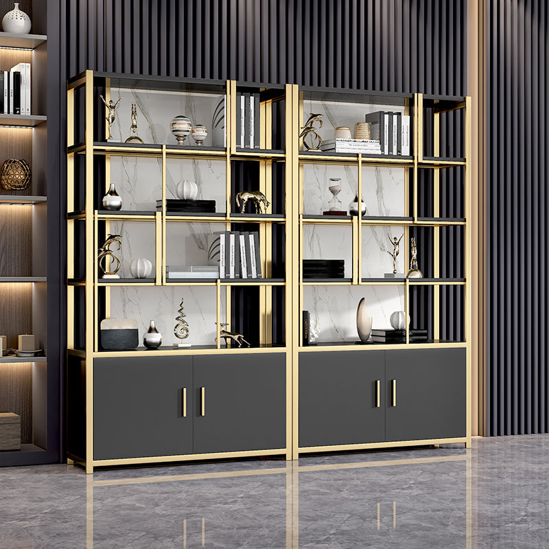 78.7"H Modern Style Bookcase Metal Open Back Bookshelf with Door for Home Office