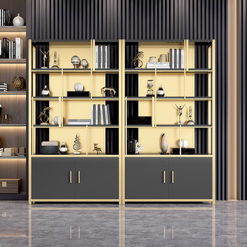 78.7"H Modern Style Bookcase Metal Open Back Bookshelf with Door for Home Office