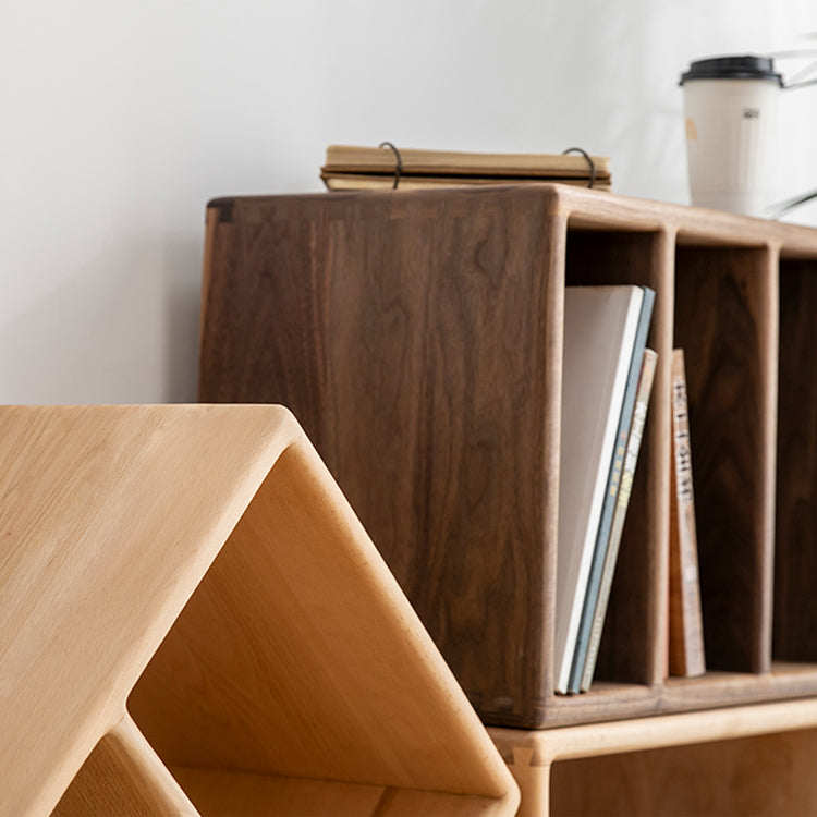 Contemporary Solid Wood Bookshelf Open Back Bookcase for Home Office