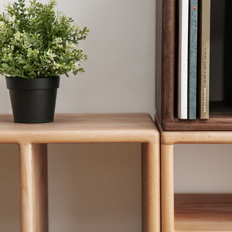 Contemporary Solid Wood Bookshelf Open Back Bookcase for Home Office