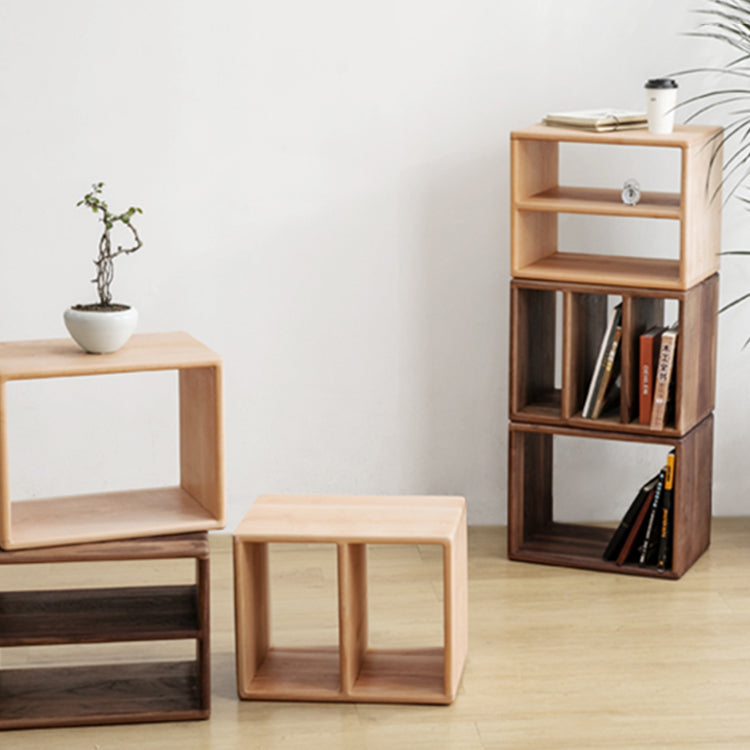 Contemporary Solid Wood Bookshelf Open Back Bookcase for Home Office