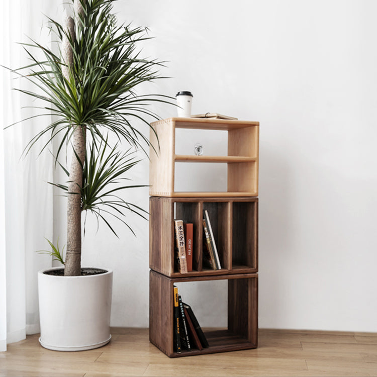 Contemporary Solid Wood Bookshelf Open Back Bookcase for Home Office
