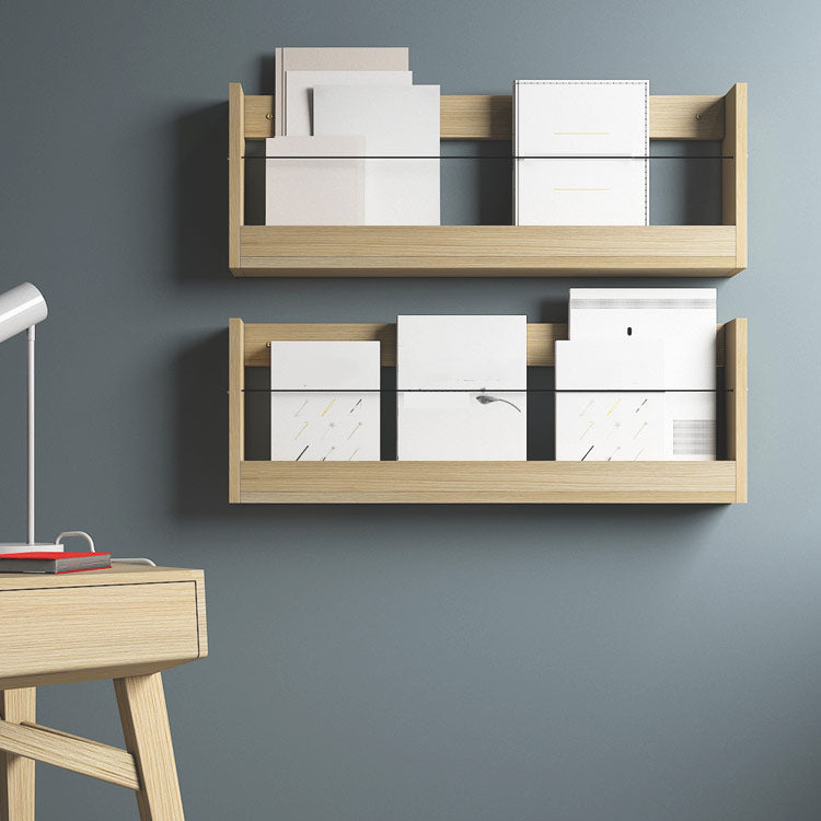 Contemporary Wood Bookshelf Closed Back Wall Mounted Bookcase for Home Office