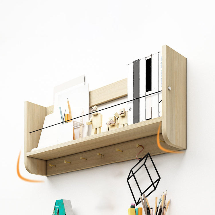 Contemporary Wood Bookshelf Closed Back Wall Mounted Bookcase for Home Office