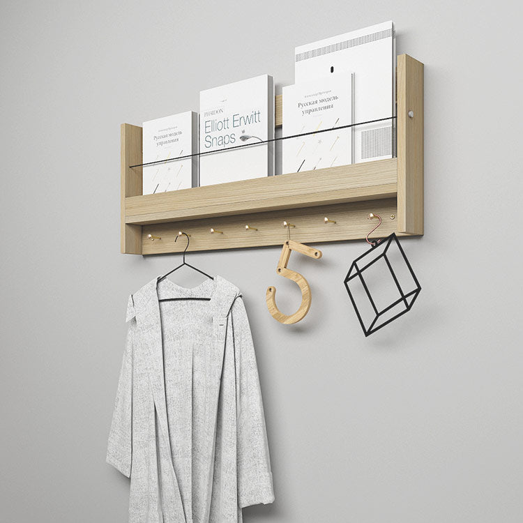 Contemporary Wood Bookshelf Closed Back Wall Mounted Bookcase for Home Office