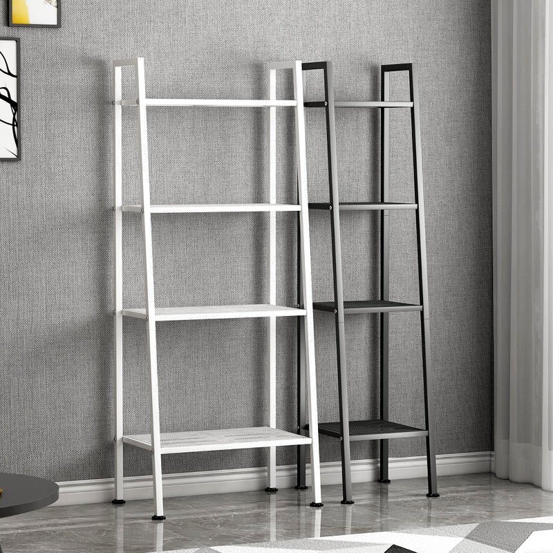 Contemporary Ladder Bookshelf Metal Open Back Bookcase for Office