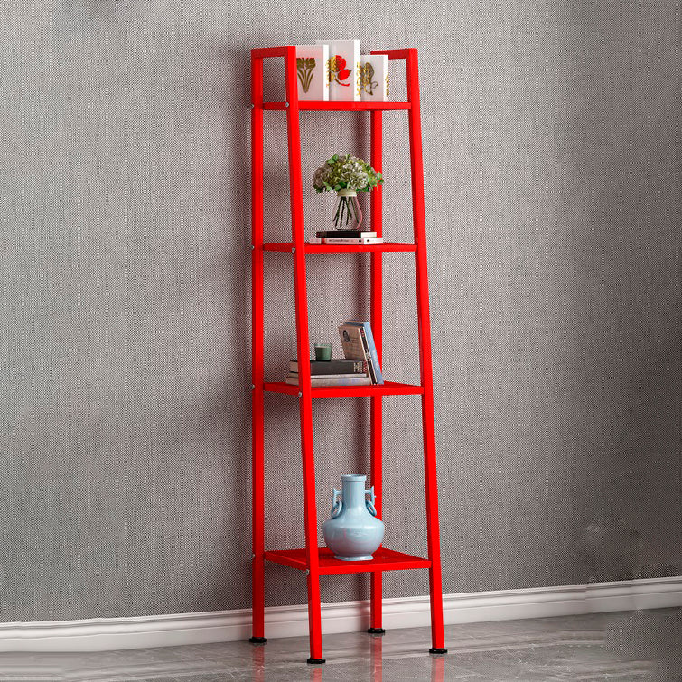 Contemporary Ladder Bookshelf Metal Open Back Bookcase for Office