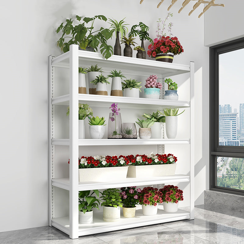 Modern Style Metal Bookshelf White Open Back Bookcase for Home Office