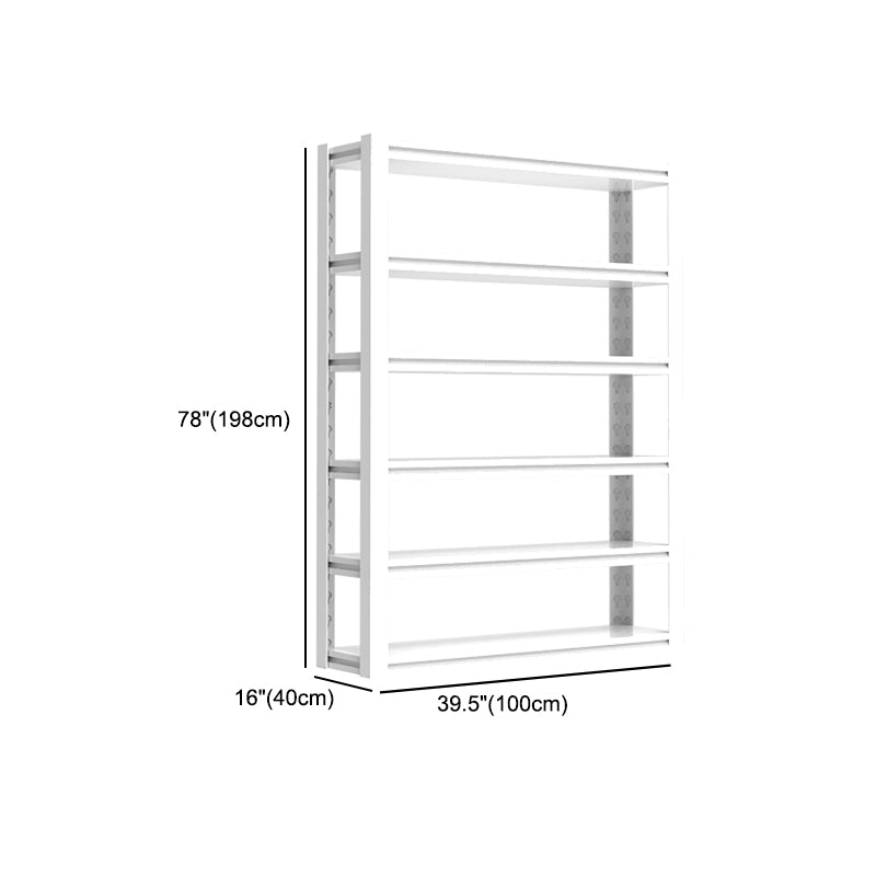 Modern Style Metal Bookshelf White Open Back Bookcase for Home Office