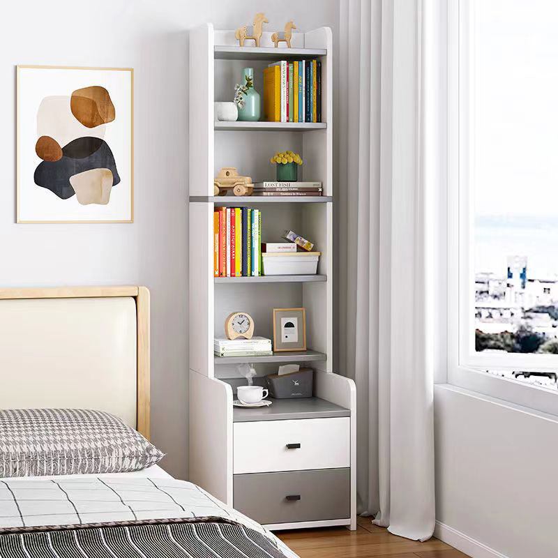 Engineered Wood Bookshelf Open Back Contemporary Bookcase for Home