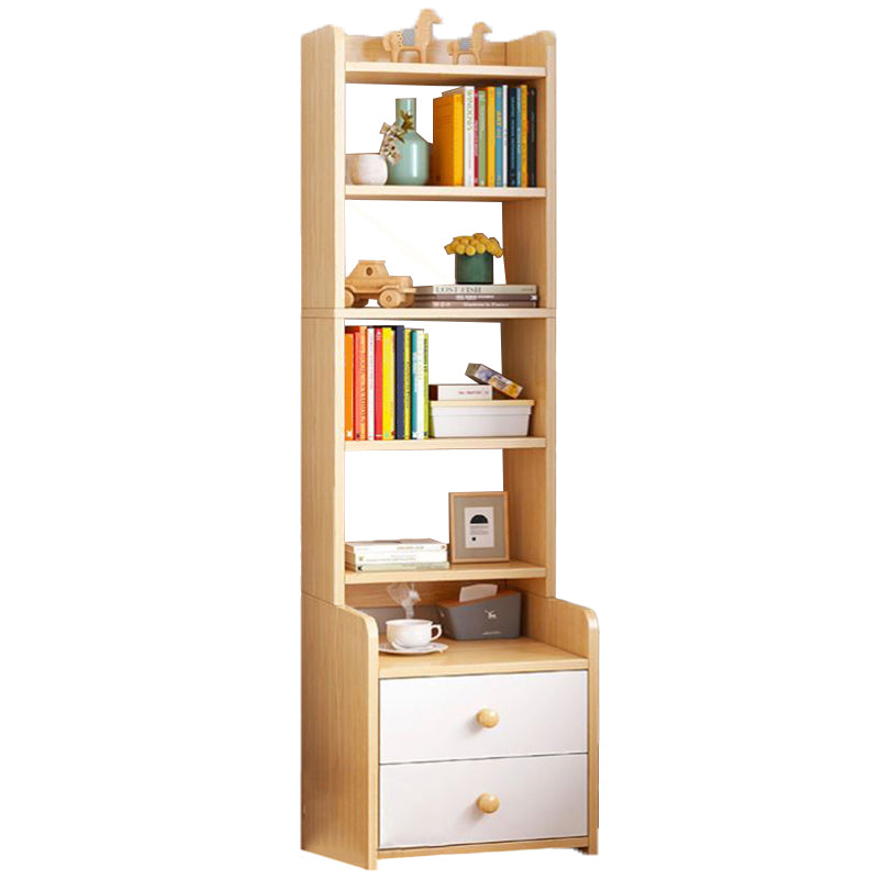 Engineered Wood Bookshelf Open Back Contemporary Bookcase for Home