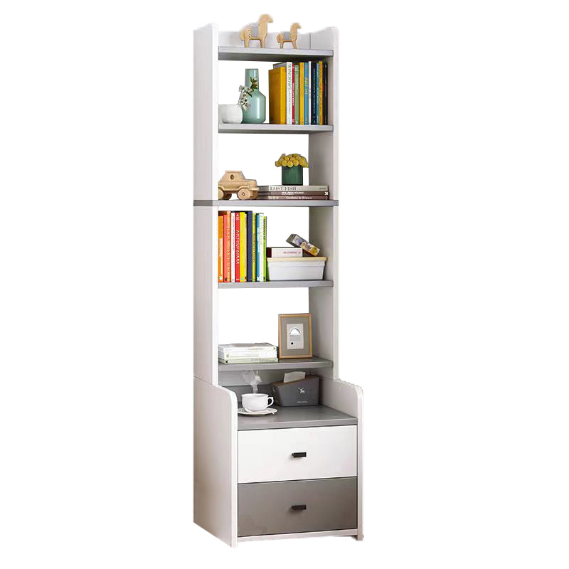Engineered Wood Bookshelf Open Back Contemporary Bookcase for Home