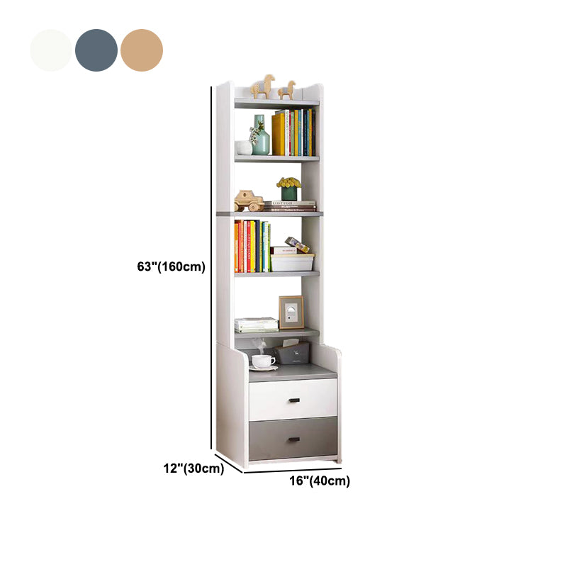 Engineered Wood Bookshelf Open Back Contemporary Bookcase for Home