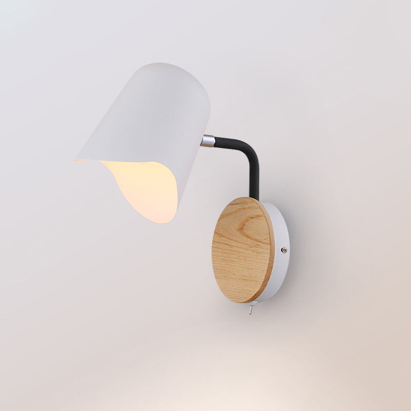 Cup metalen wandmontage verlichting Noordse 1-licht witte/zwarte wand sconce lamp met rechterhoekarm