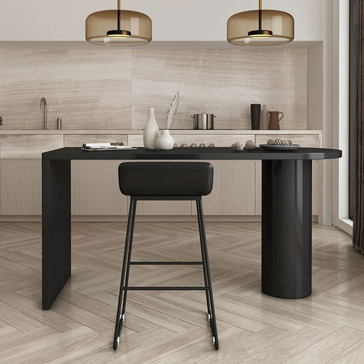 Modern Bar Dining Table Wood Top Bar Dining Table with Sled Base