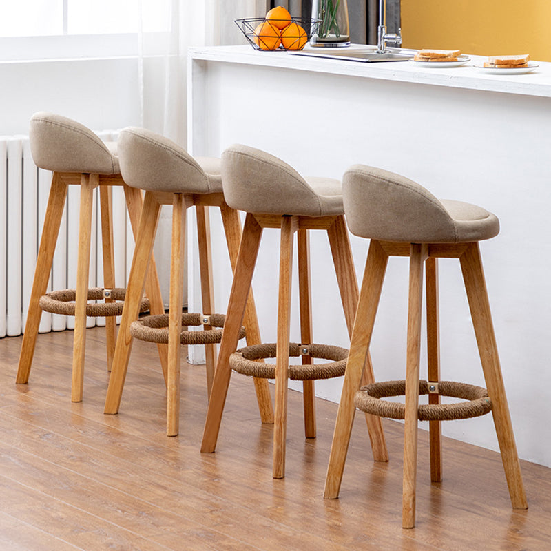 Modern Rubberwood Reception Stool Matte Finish Upholstered Bar Stools