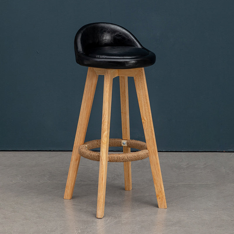 Modern Rubberwood Reception Stool Matte Finish Upholstered Bar Stools