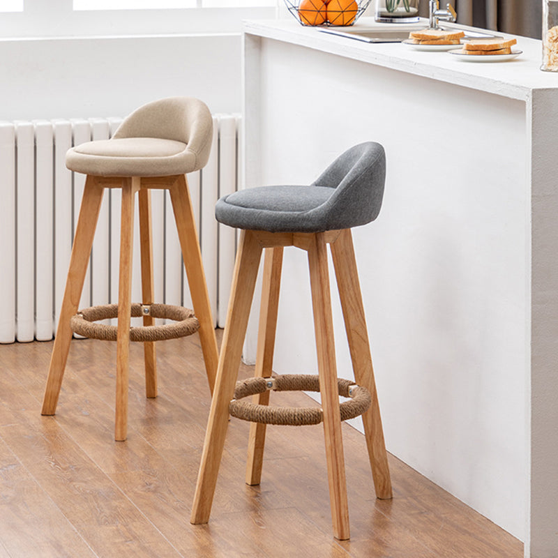 Modern Rubberwood Reception Stool Matte Finish Upholstered Bar Stools