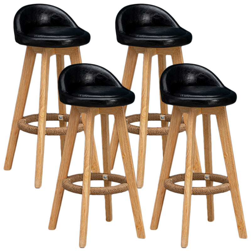 Modern Rubberwood Reception Stool Matte Finish Upholstered Bar Stools