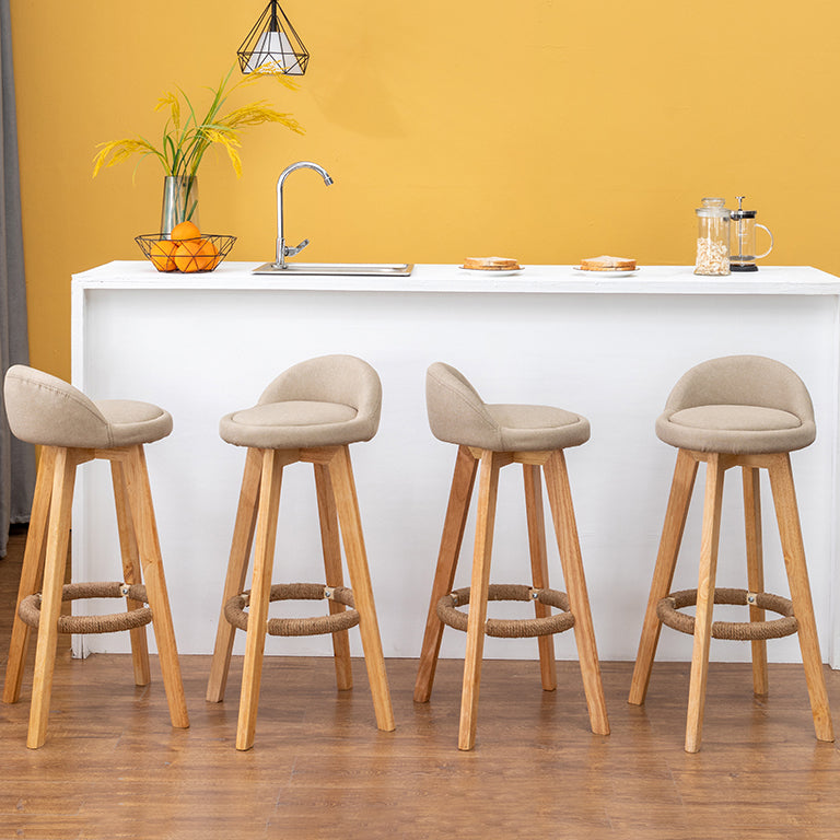 Modern Rubberwood Reception Stool Matte Finish Upholstered Bar Stools