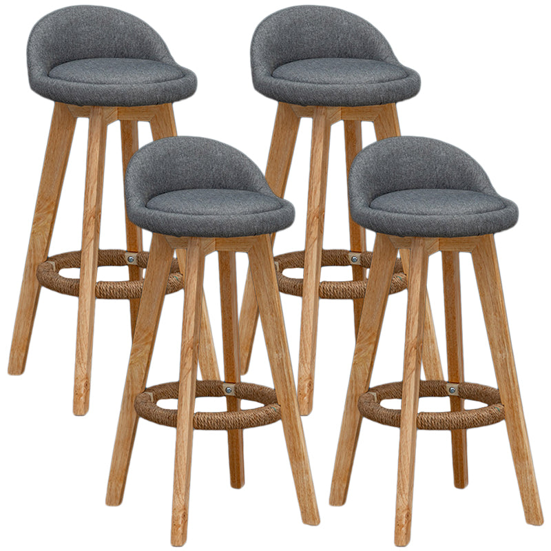 Modern Rubberwood Reception Stool Matte Finish Upholstered Bar Stools