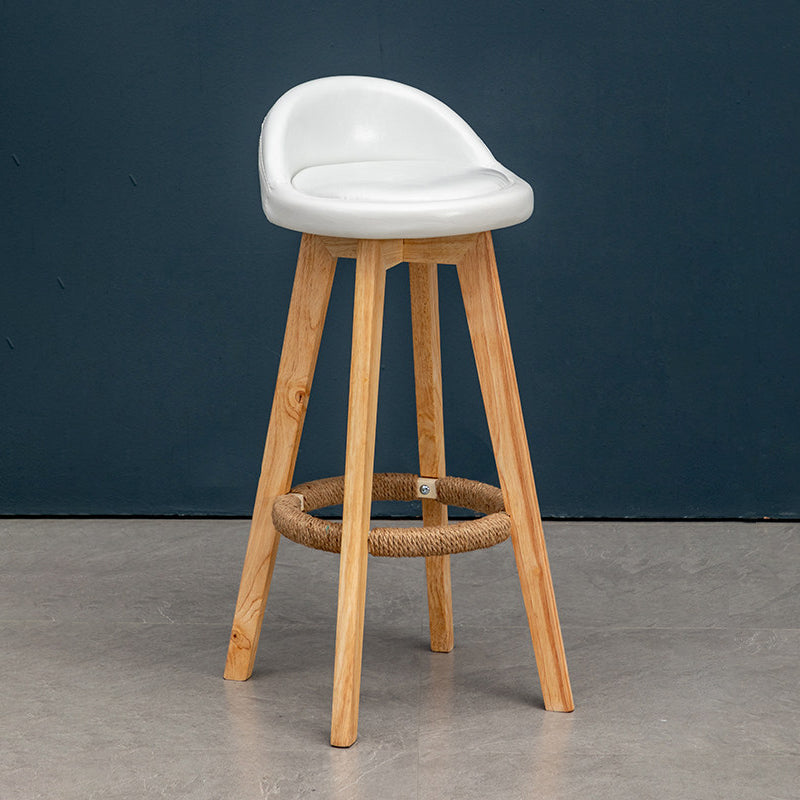 Modern Rubberwood Reception Stool Matte Finish Upholstered Bar Stools