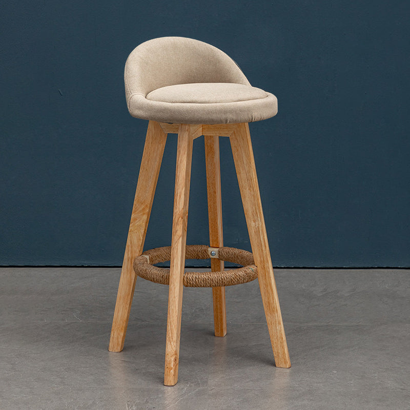 Modern Rubberwood Reception Stool Matte Finish Upholstered Bar Stools