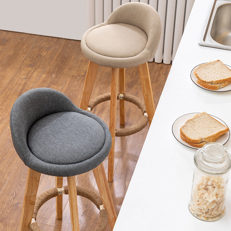 Modern Rubberwood Reception Stool Matte Finish Upholstered Bar Stools