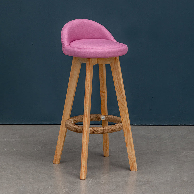 Modern Rubberwood Reception Stool Matte Finish Upholstered Bar Stools