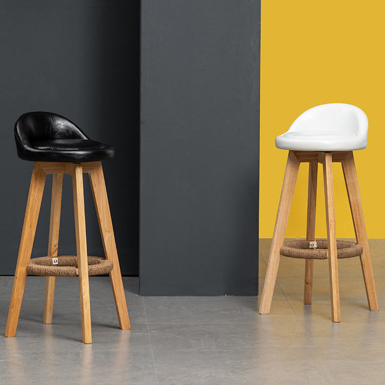 Modern Rubberwood Reception Stool Matte Finish Upholstered Bar Stools