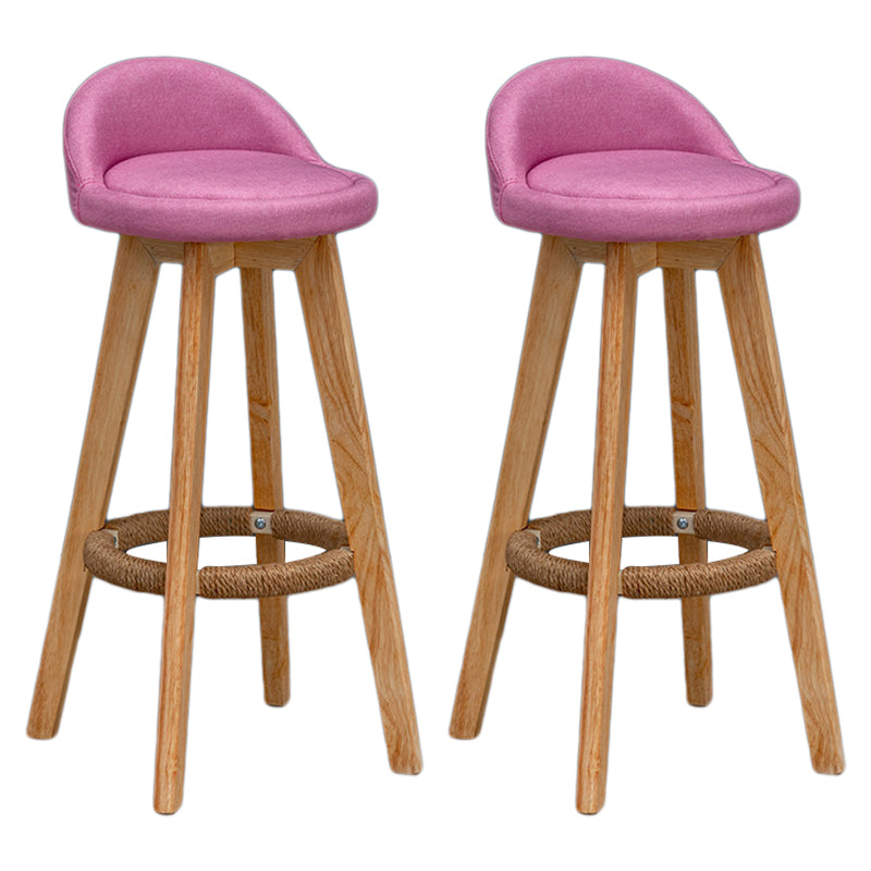 Modern Rubberwood Reception Stool Matte Finish Upholstered Bar Stools