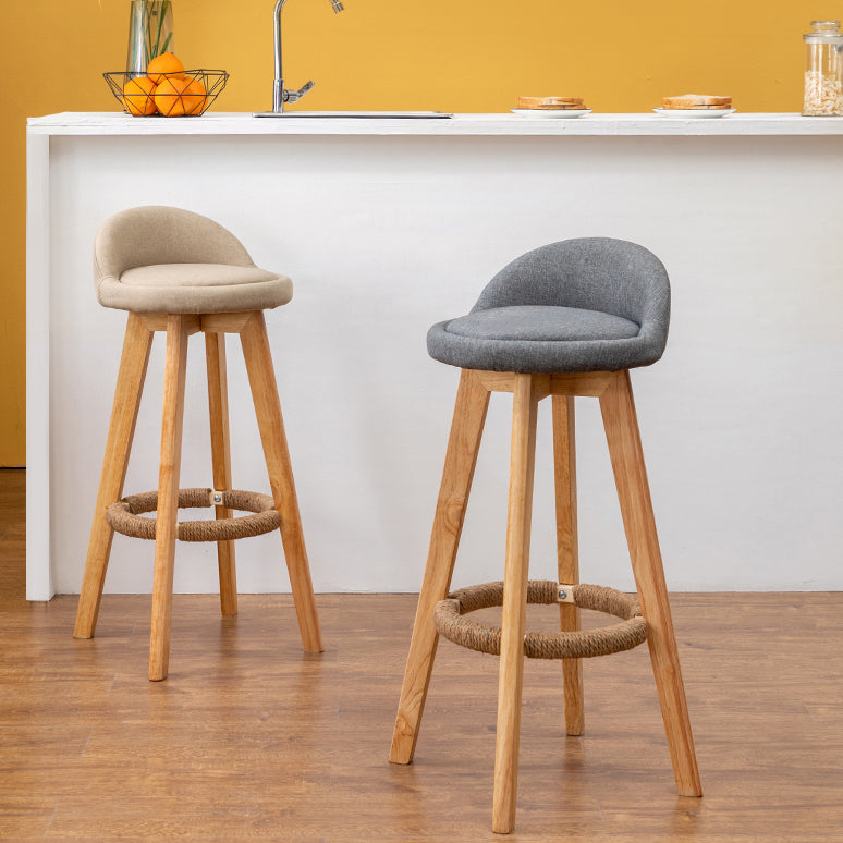 Modern Rubberwood Reception Stool Matte Finish Upholstered Bar Stools