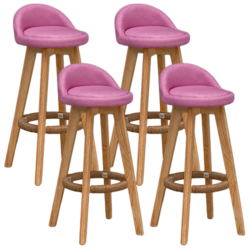Modern Rubberwood Reception Stool Matte Finish Upholstered Bar Stools