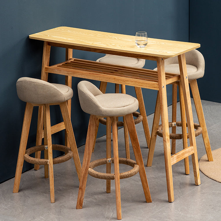 Modern Rubberwood Reception Stool Matte Finish Upholstered Bar Stools