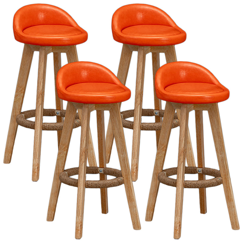 Modern Rubberwood Reception Stool Matte Finish Upholstered Bar Stools