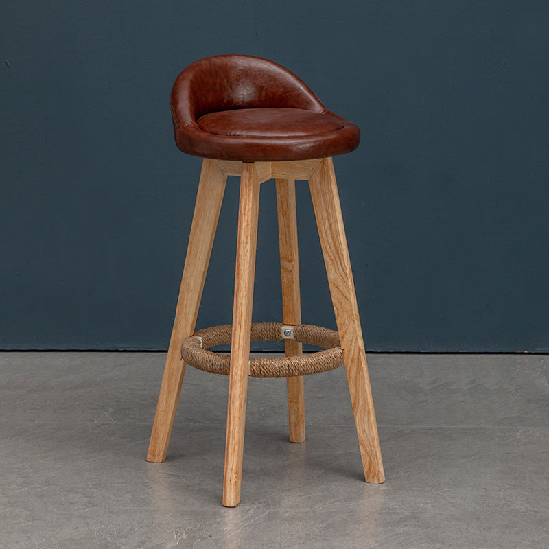 Modern Rubberwood Reception Stool Matte Finish Upholstered Bar Stools