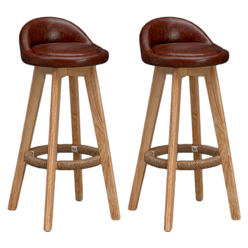 Modern Rubberwood Reception Stool Matte Finish Upholstered Bar Stools