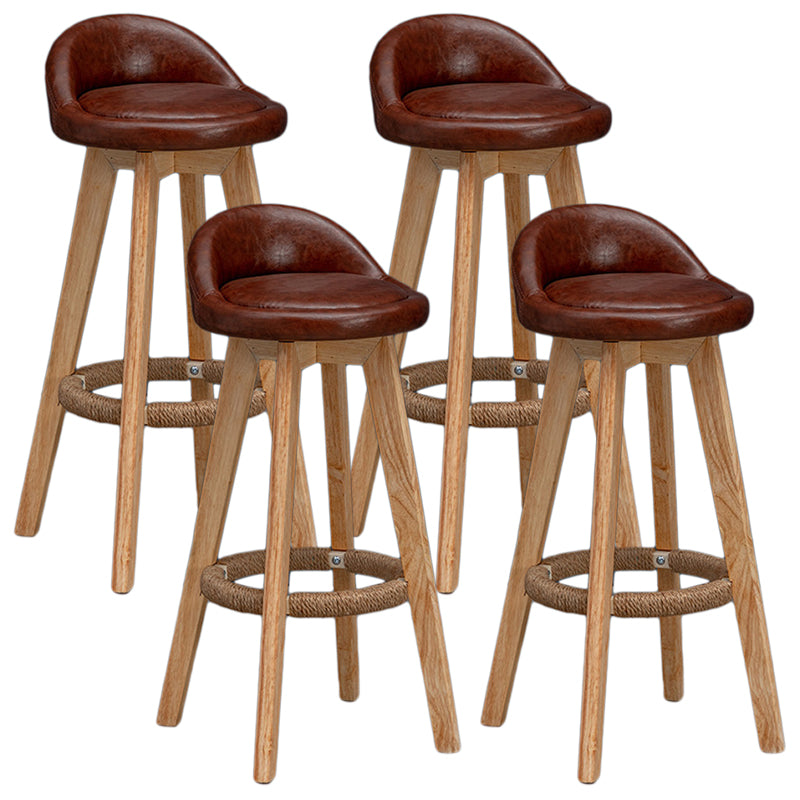 Modern Rubberwood Reception Stool Matte Finish Upholstered Bar Stools