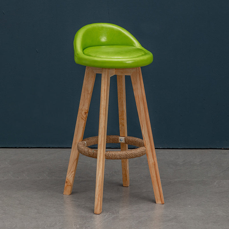 Modern Rubberwood Reception Stool Matte Finish Upholstered Bar Stools