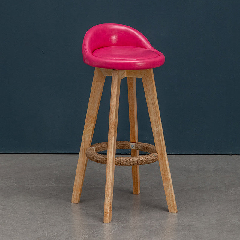 Modern Rubberwood Reception Stool Matte Finish Upholstered Bar Stools