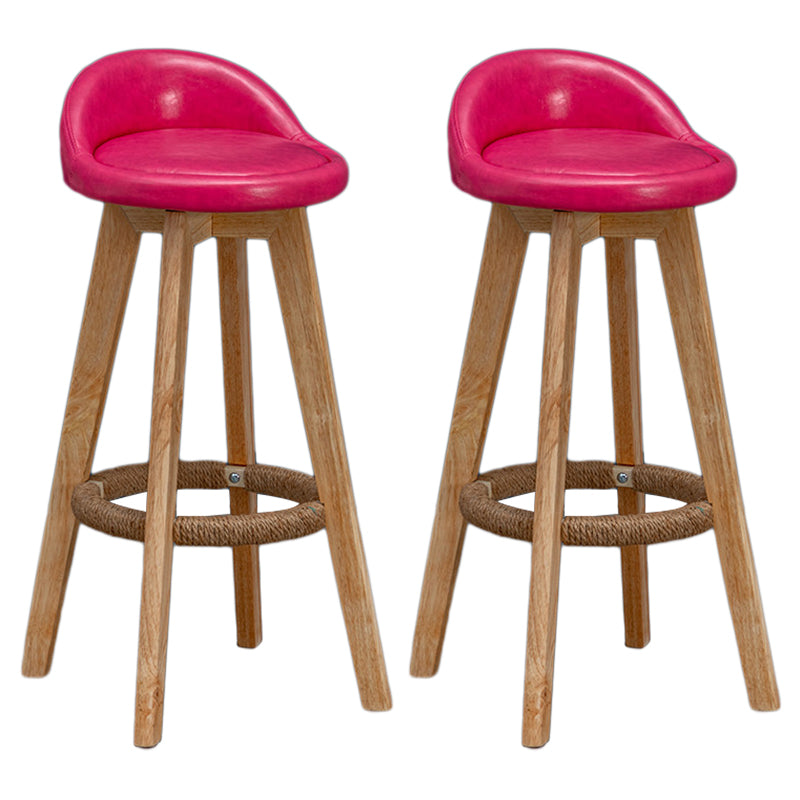 Modern Rubberwood Reception Stool Matte Finish Upholstered Bar Stools