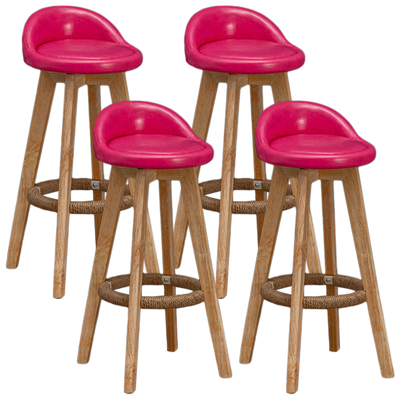 Modern Rubberwood Reception Stool Matte Finish Upholstered Bar Stools