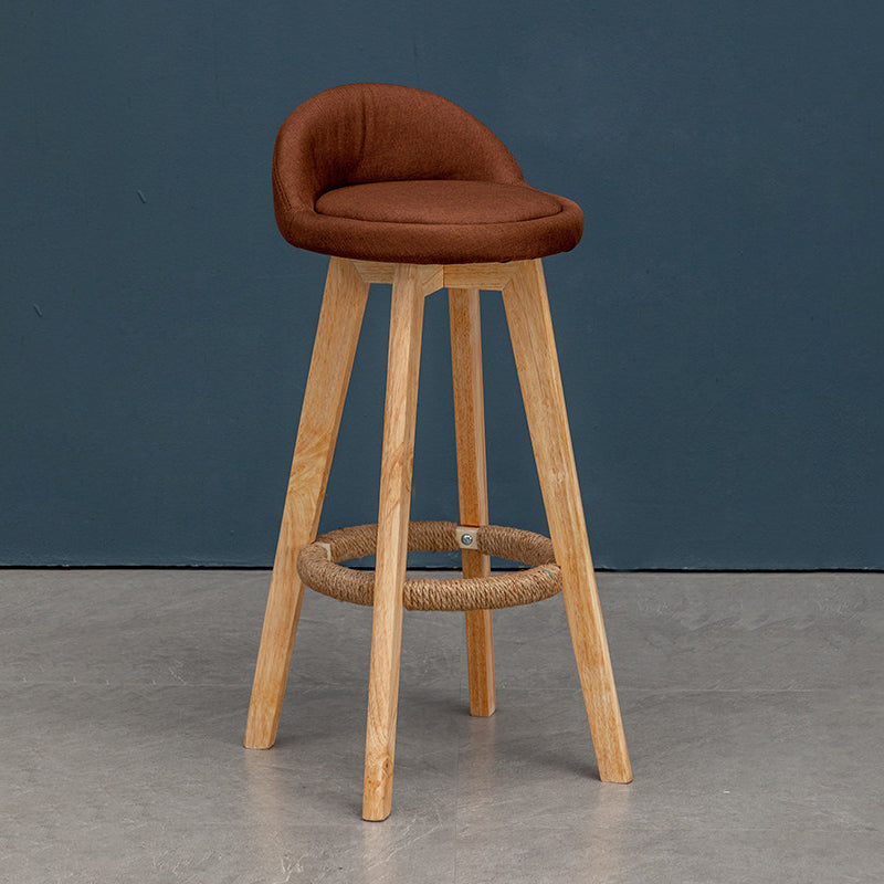 Modern Rubberwood Reception Stool Matte Finish Upholstered Bar Stools