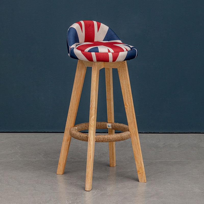 Modern Rubberwood Reception Stool Matte Finish Upholstered Bar Stools