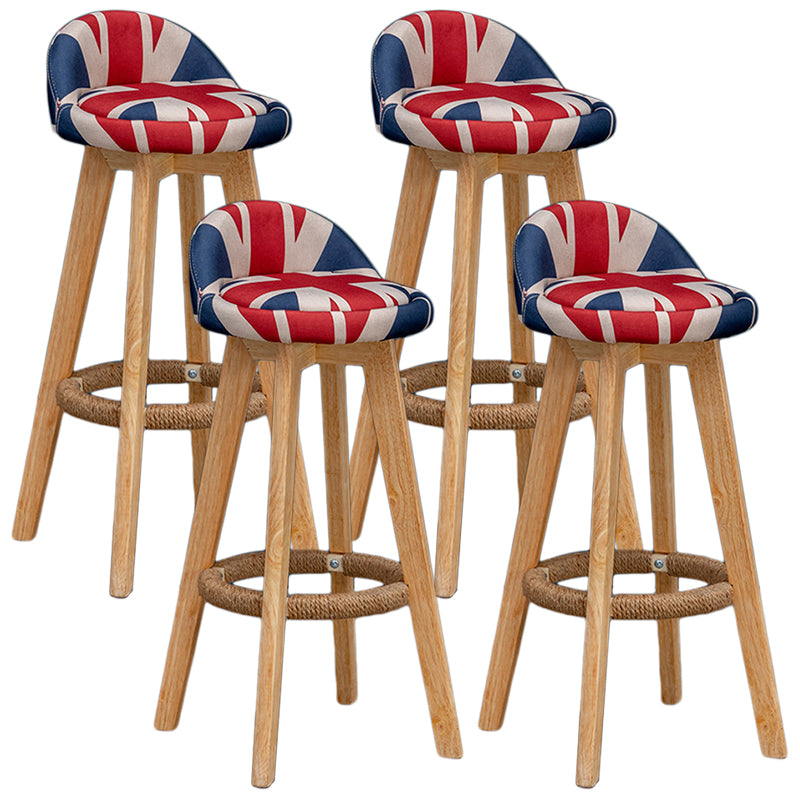 Modern Rubberwood Reception Stool Matte Finish Upholstered Bar Stools