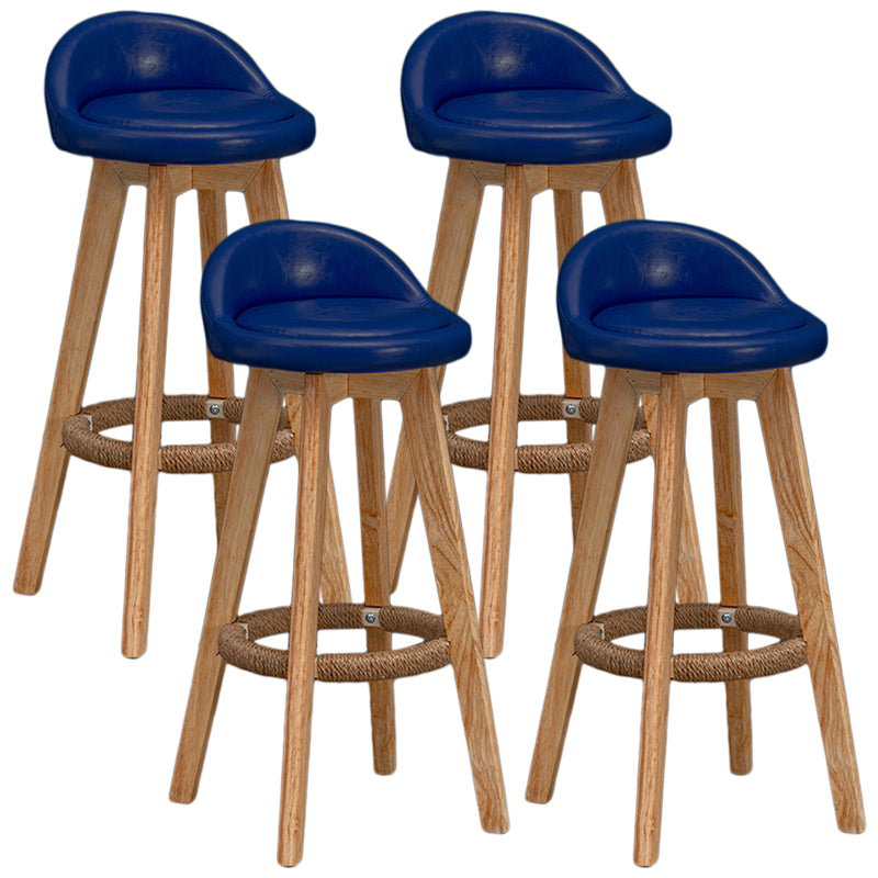 Modern Rubberwood Reception Stool Matte Finish Upholstered Bar Stools