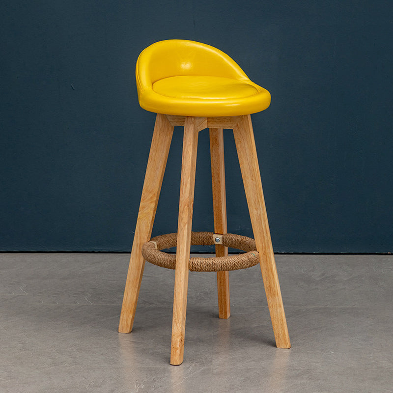 Modern Rubberwood Reception Stool Matte Finish Upholstered Bar Stools