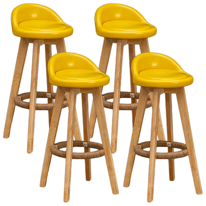 Modern Rubberwood Reception Stool Matte Finish Upholstered Bar Stools